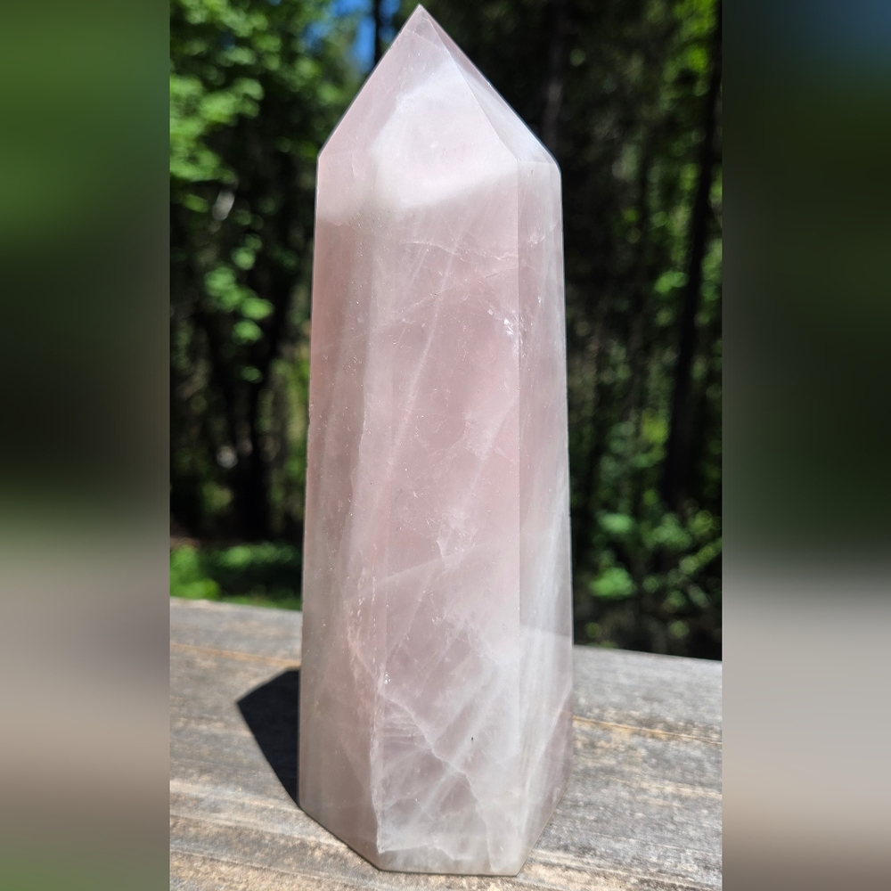 Rose Quartz Natural Crystal 7" Pillar Point - Picture 8 of 9